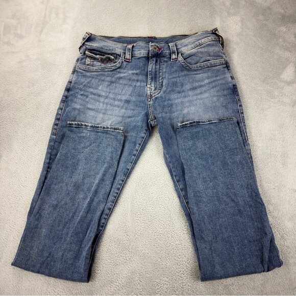True Religion NWOT Embroidered Stitched Jeans Men's Size 34x34 Light Blue Denim - Picture 10 of 10